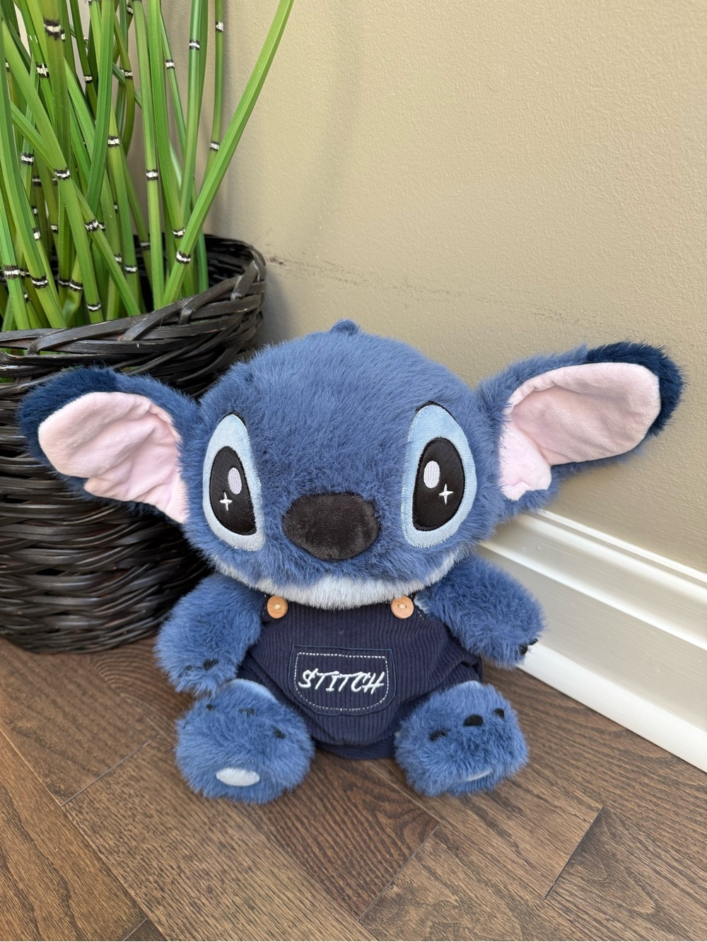NWT Miniso Disney Stitch Plush Toy in Navy Overalls Soft Stuffed Animal